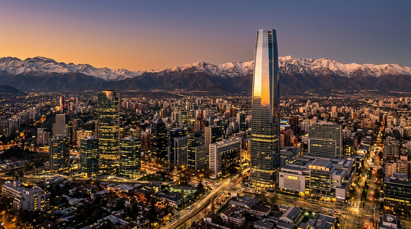 Gran Santiago de Chile al atardecer — Mesías Reparador Asistido